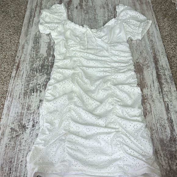NWOT H&M Divided White Eyelet Bodycon Dress - Picture 2 of 9